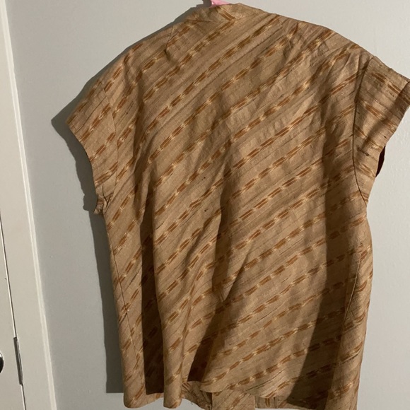 Vintage Tan Blouse with Neck Tie - Picture 4 of 4